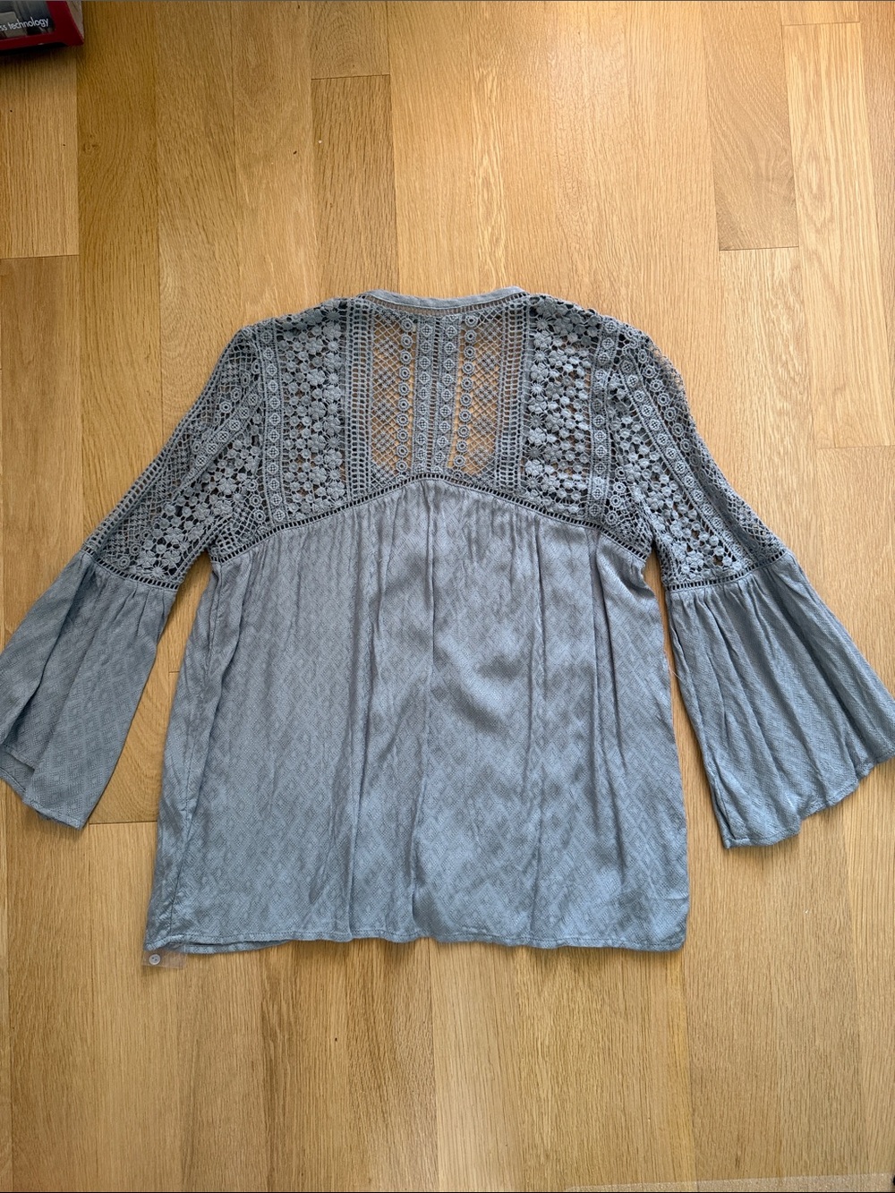 New lovestitch Crochet Yoke Button-Front Blouse - Picture 5 of 5